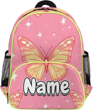 Animal Butterfly Custom Backpack with Name Cute Personalized Small Shoulder Bag Waterproof Travel Casual Backpack with Chest Strap 14.2in