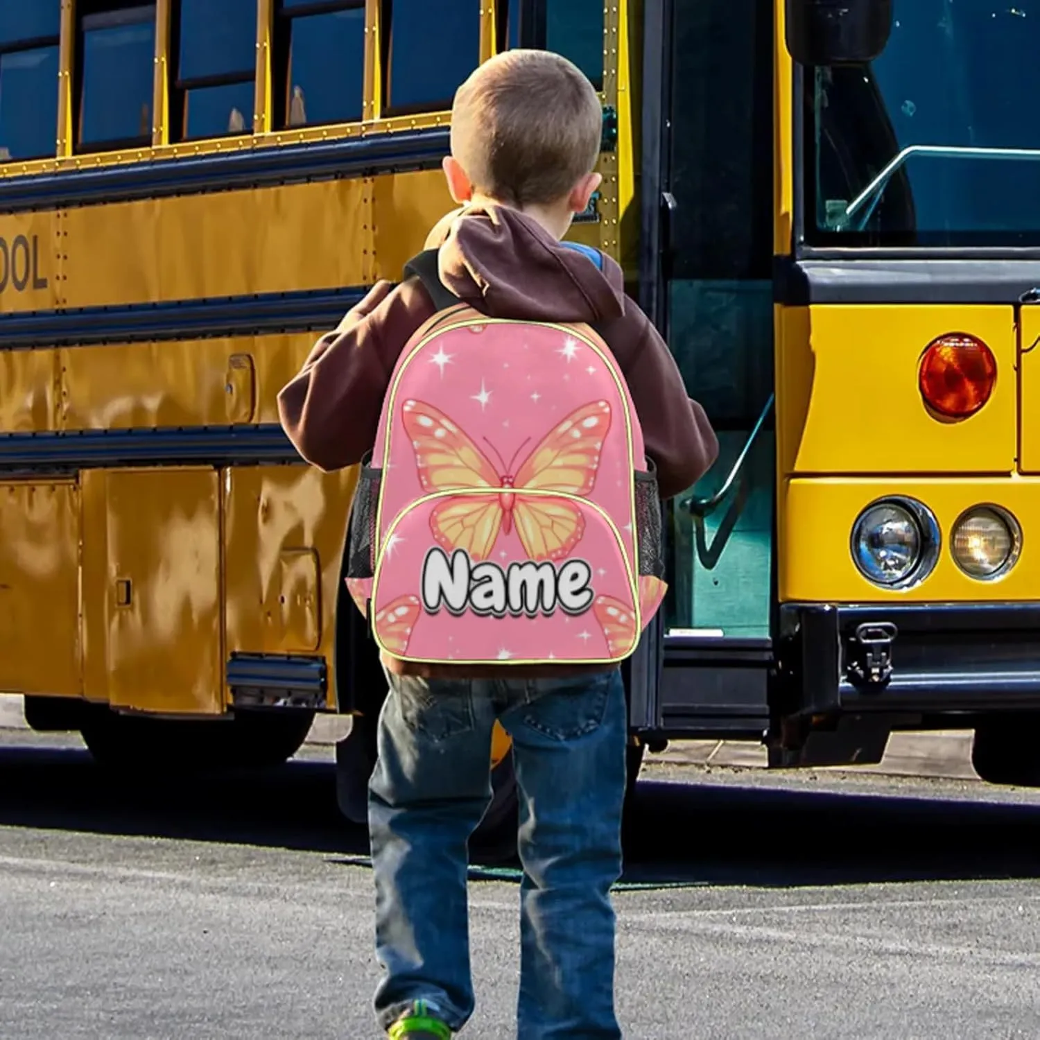 Animal Butterfly Custom Backpack with Name Cute Personalized Small Shoulder Bag Waterproof Travel Casual Backpack with Chest Strap 14.2in