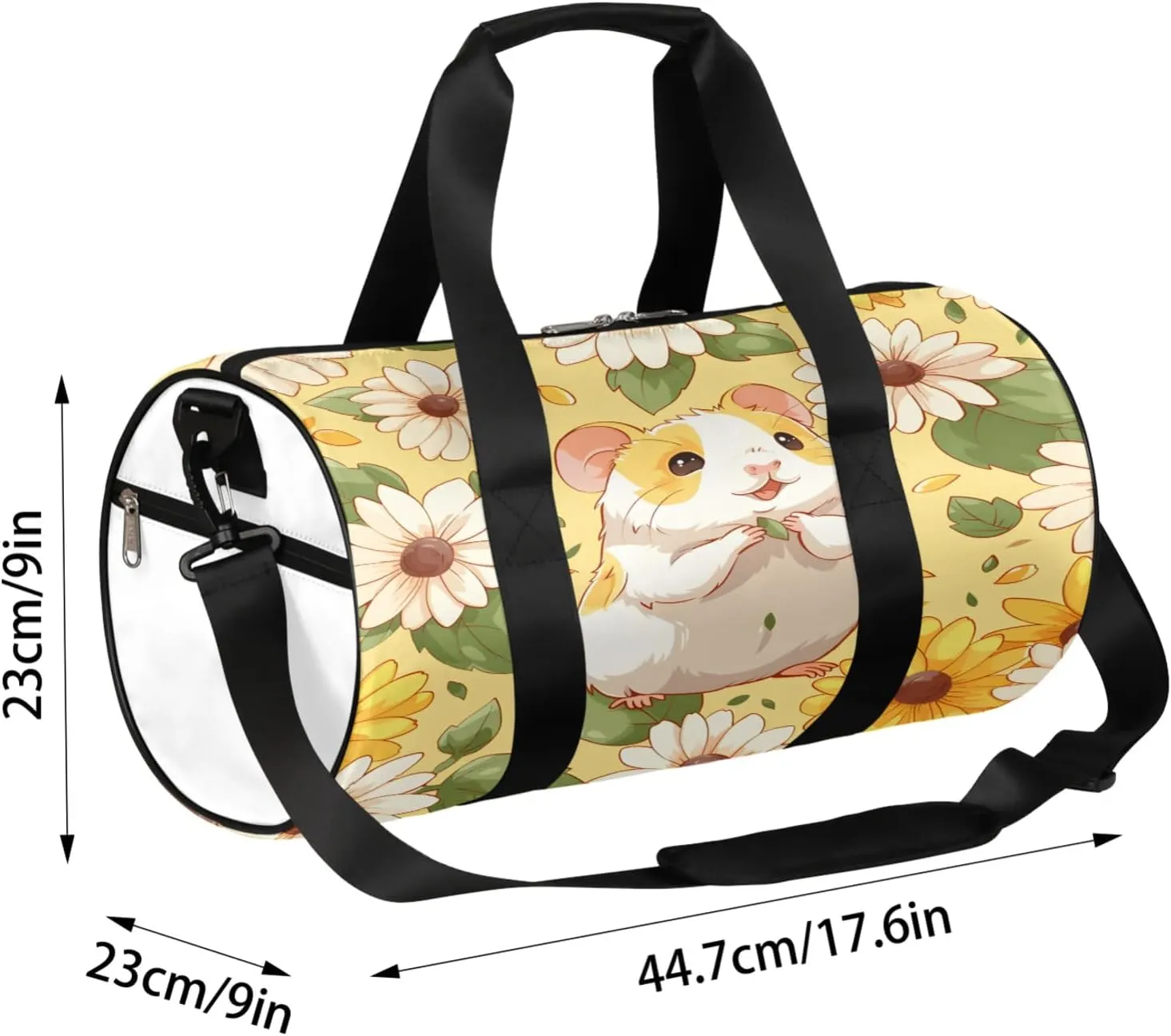 Animal Hamster Flower Sports Gym Bag for Men Women Lightweight Travel Duffle Bag with Shoulder Strap Waterproof Carry On Weekender Overnight Bag for Travel Sports Gym