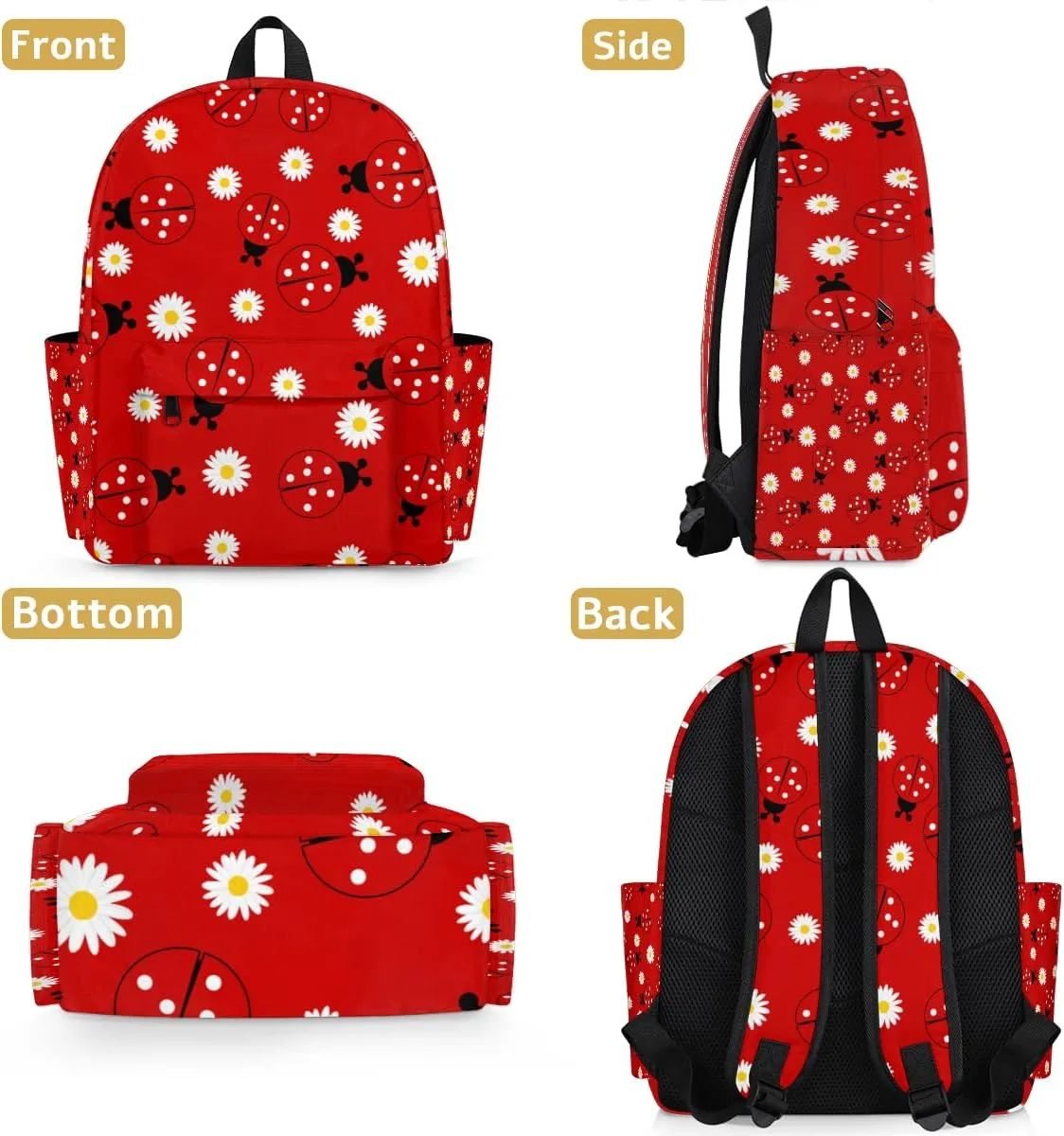 Animal Ladybugs Kids Backpack for Boys Girls Daisy Flower Preschool Toddler Backpack Kindergarten Nursery Bookbag Travel Children Lightweight School Bag