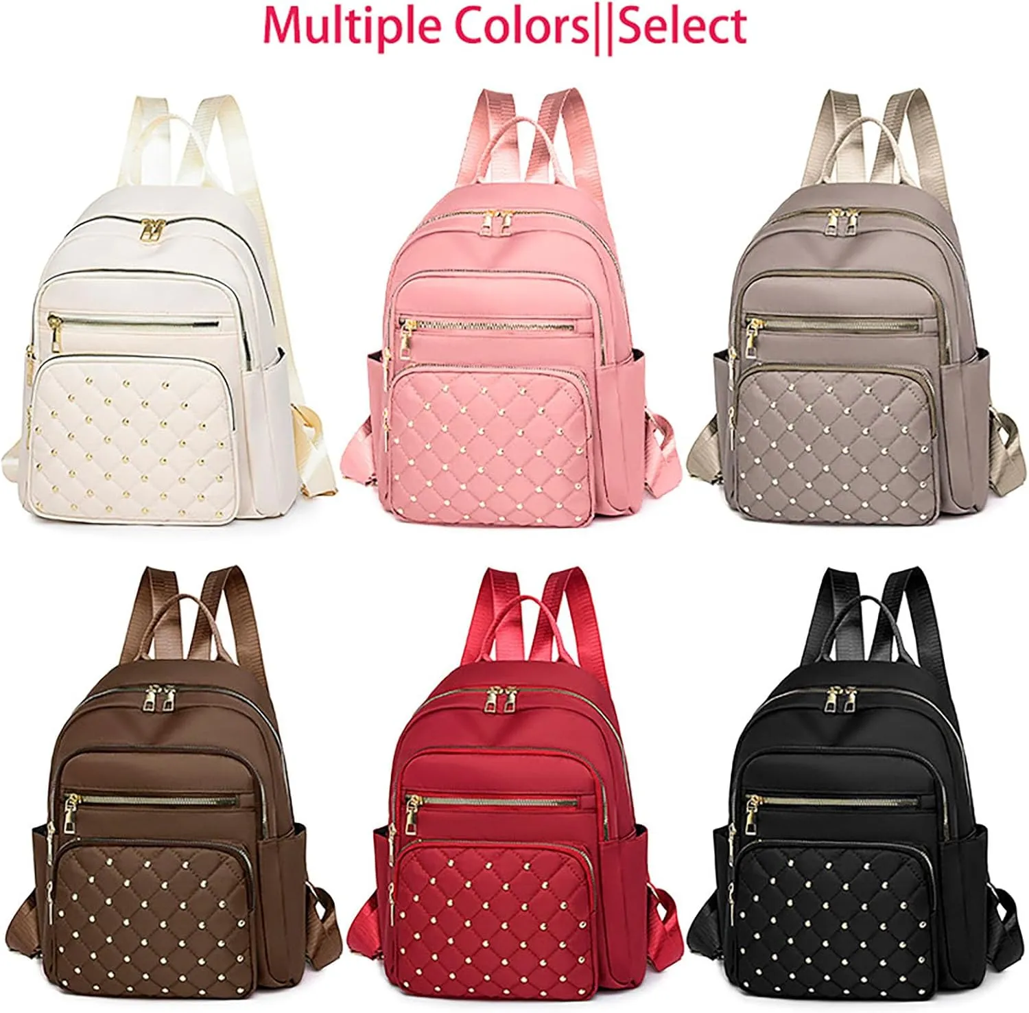 Anti-Theft Oxford College Backpack Lightweight Travel Daypack for Women Work Commute Outdoor Hiking Essentials (Brown)