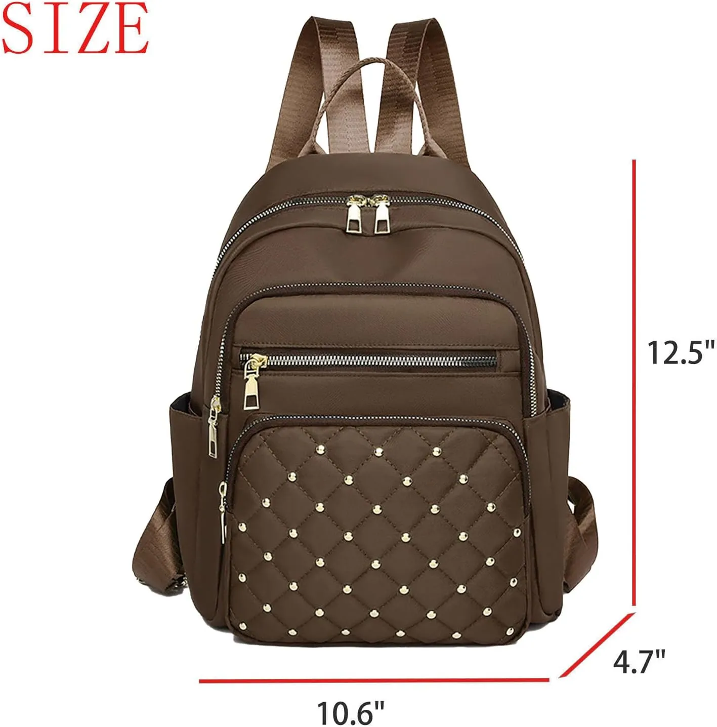 Anti-Theft Oxford College Backpack Lightweight Travel Daypack for Women Work Commute Outdoor Hiking Essentials (Brown)