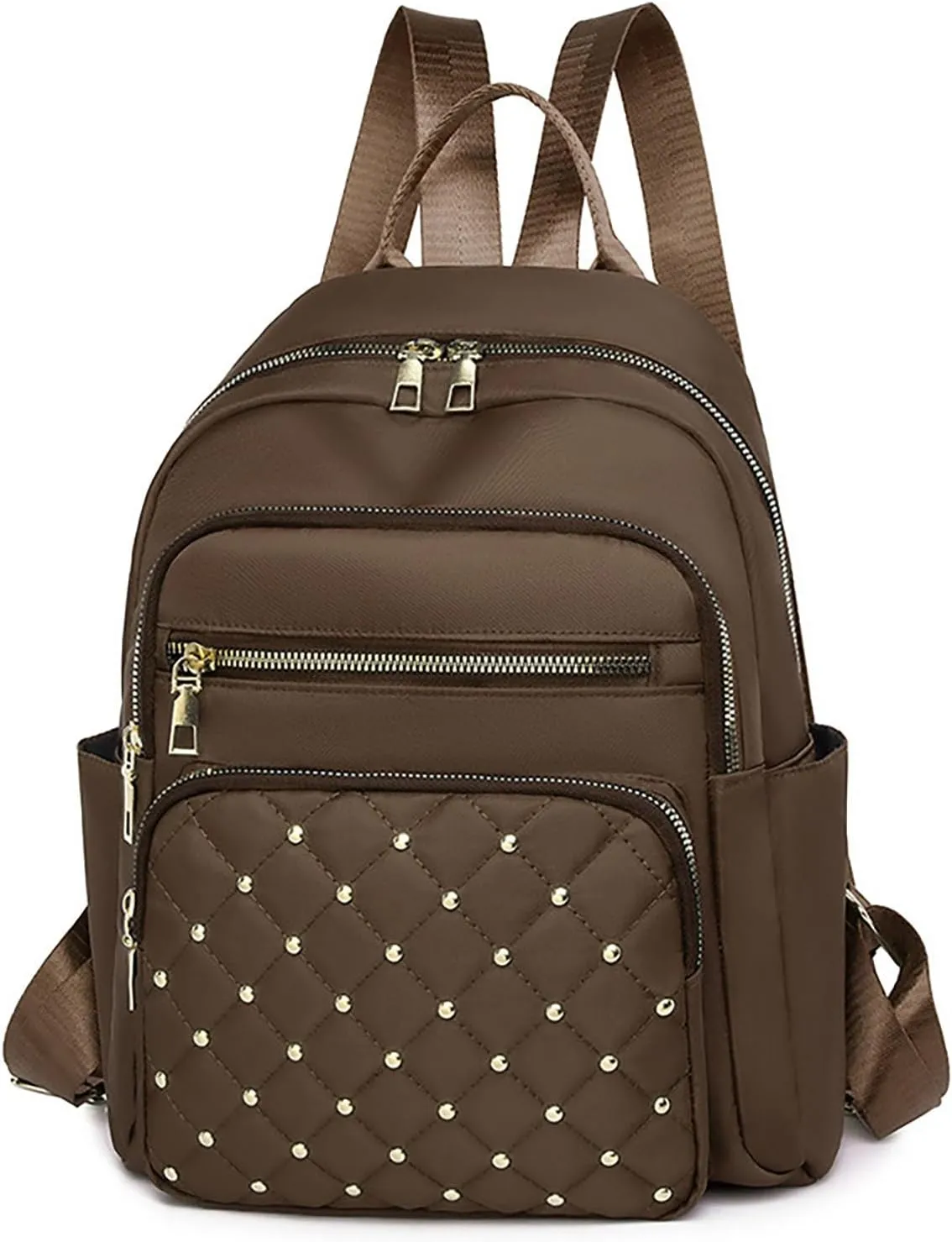 Anti-Theft Oxford College Backpack Lightweight Travel Daypack for Women Work Commute Outdoor Hiking Essentials (Brown)