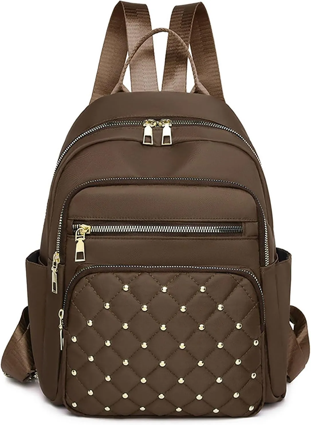 Anti-Theft Oxford College Backpack Lightweight Travel Daypack for Women Work Commute Outdoor Hiking Essentials (Brown)
