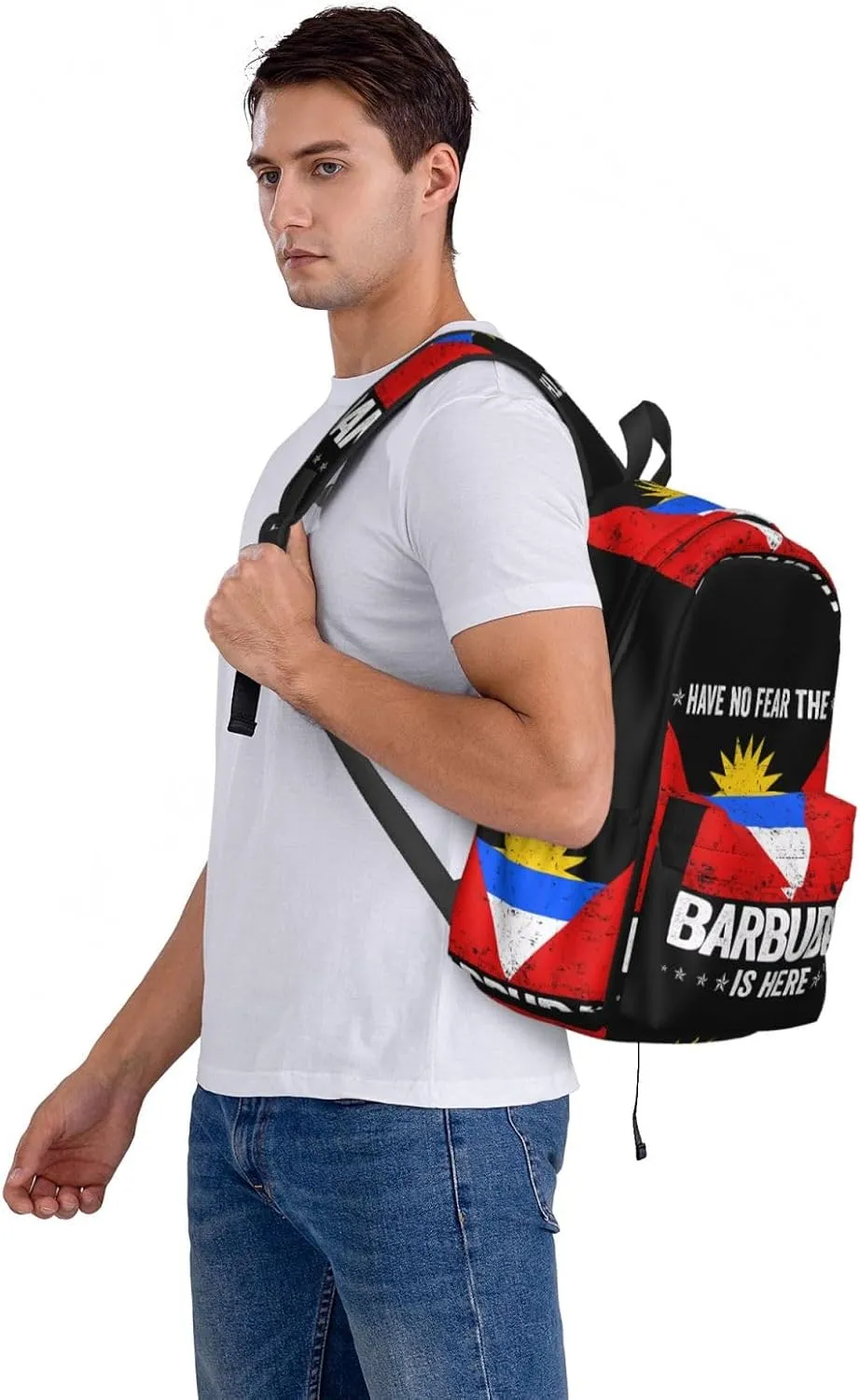 Antigua and Barbuda Flag Barbudan Is Here Backpack Large Capacity Backpack Lightweight Double Shoulder Bag For Women Men Travel