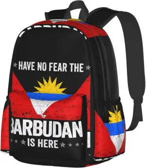Antigua and Barbuda Flag Barbudan Is Here Backpack Large Capacity Backpack Lightweight Double Shoulder Bag For Women Men Travel
