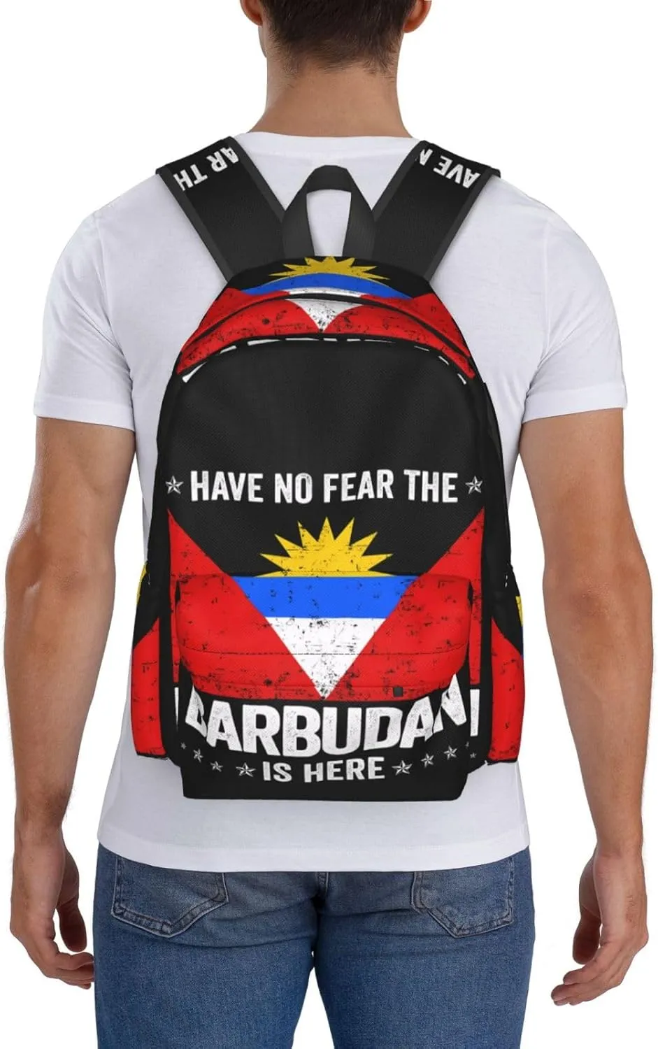 Antigua and Barbuda Flag Barbudan Is Here Backpack Large Capacity Backpack Lightweight Double Shoulder Bag For Women Men Travel
