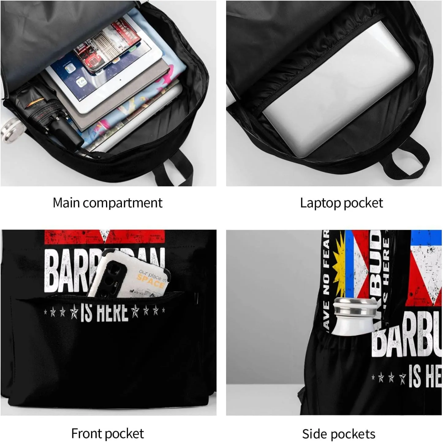Antigua and Barbuda Flag Barbudan Is Here Backpack Large Capacity Backpack Lightweight Double Shoulder Bag For Women Men Travel