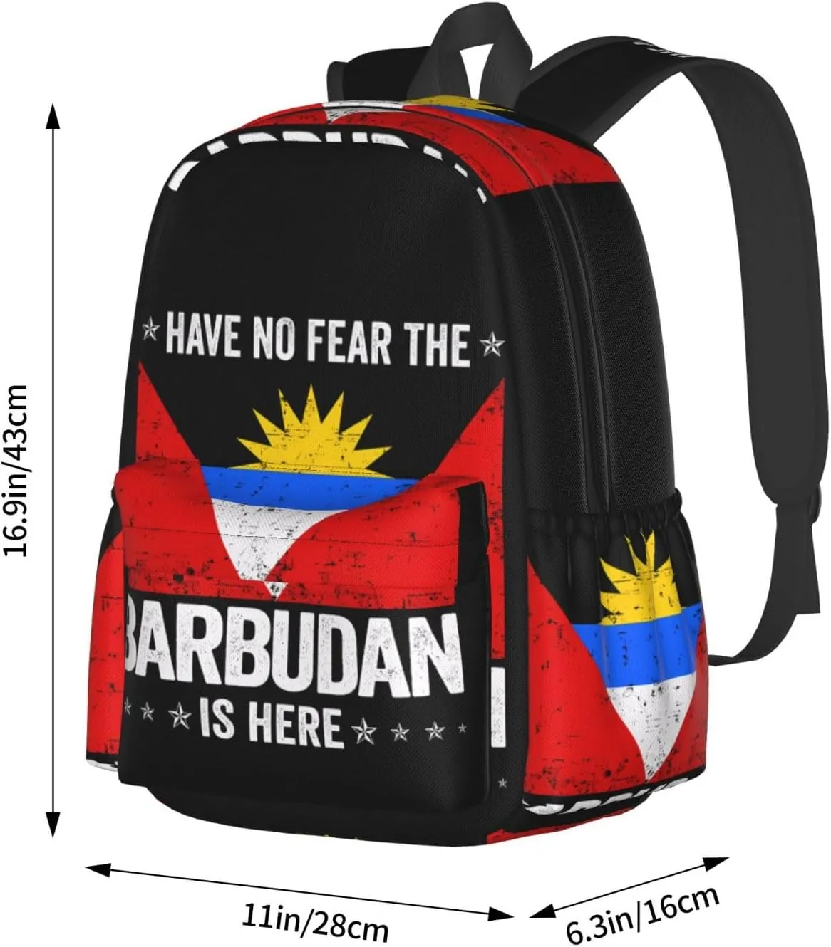 Antigua and Barbuda Flag Barbudan Is Here Backpack Large Capacity Backpack Lightweight Double Shoulder Bag For Women Men Travel