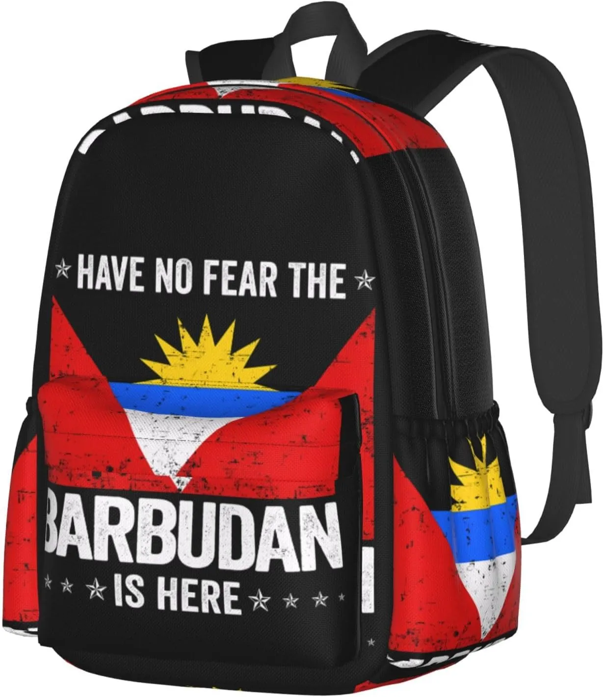 Antigua and Barbuda Flag Barbudan Is Here Backpack Large Capacity Backpack Lightweight Double Shoulder Bag For Women Men Travel