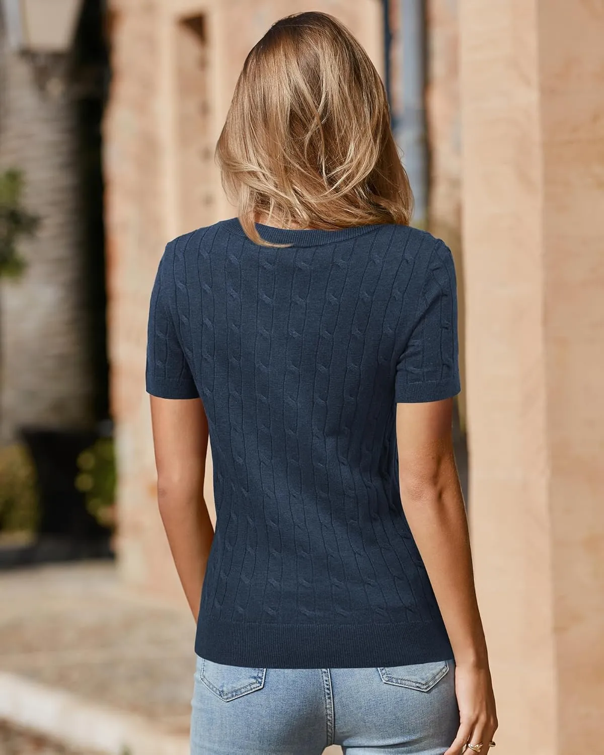 Arach&Cloz Women's Wool Blend Summer Tops Lightweight Business Casual Blouses