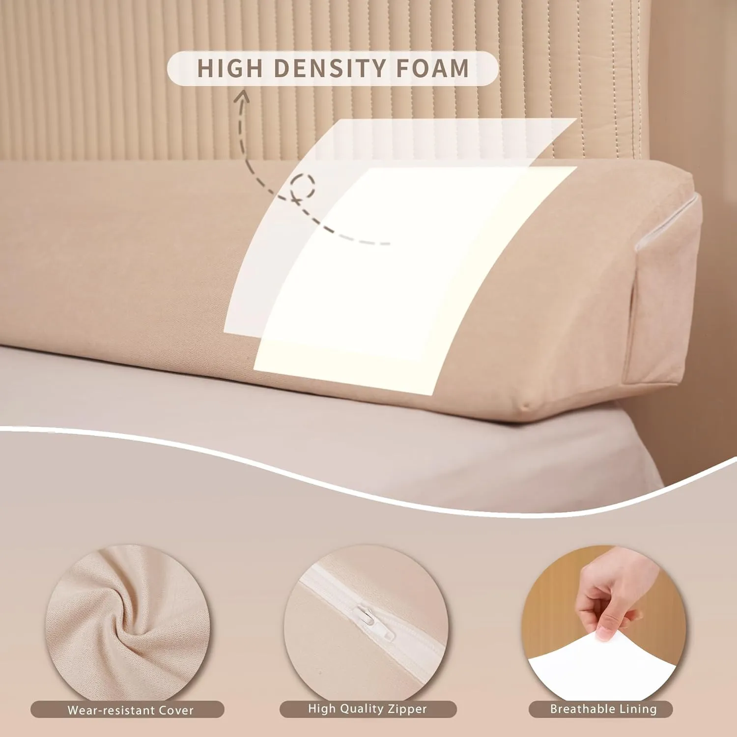 Aurako Full Size Bed Wedge Pillow Headboard Pillow Mattress Wedge Bed Gap Filler Triangle Memory Foam Wedges Body Positioners for Sleeping Body Lumbar Backrest Reading Bolster Pillow