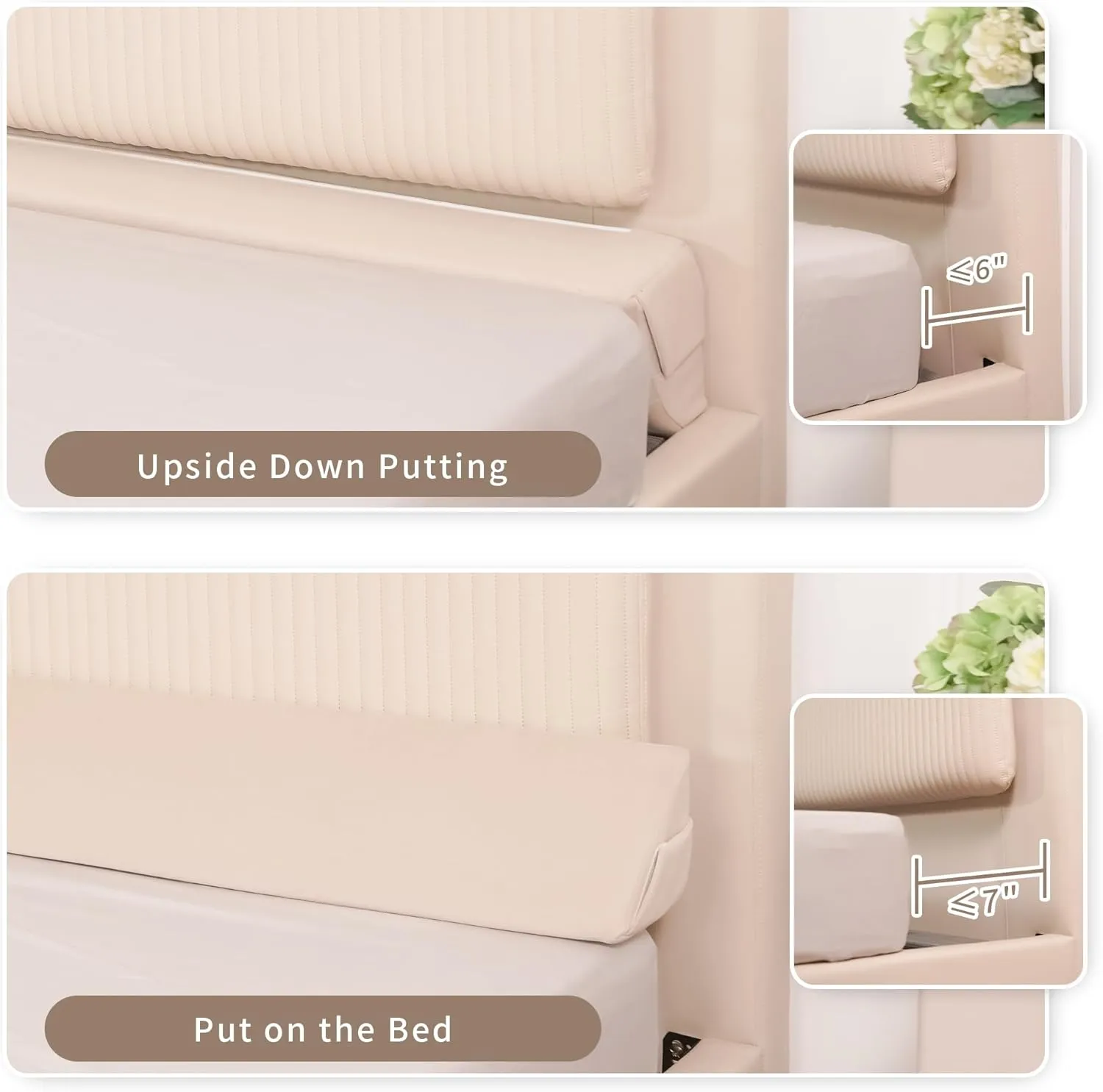 Aurako Full Size Bed Wedge Pillow Headboard Pillow Mattress Wedge Bed Gap Filler Triangle Memory Foam Wedges Body Positioners for Sleeping Body Lumbar Backrest Reading Bolster Pillow