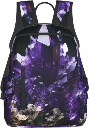 Backpack for Women Men Lightweight Casual Travel Daypack Purple Electricity Laptop Backpack Cute Work Bag, Purple Amethyst, One Size
