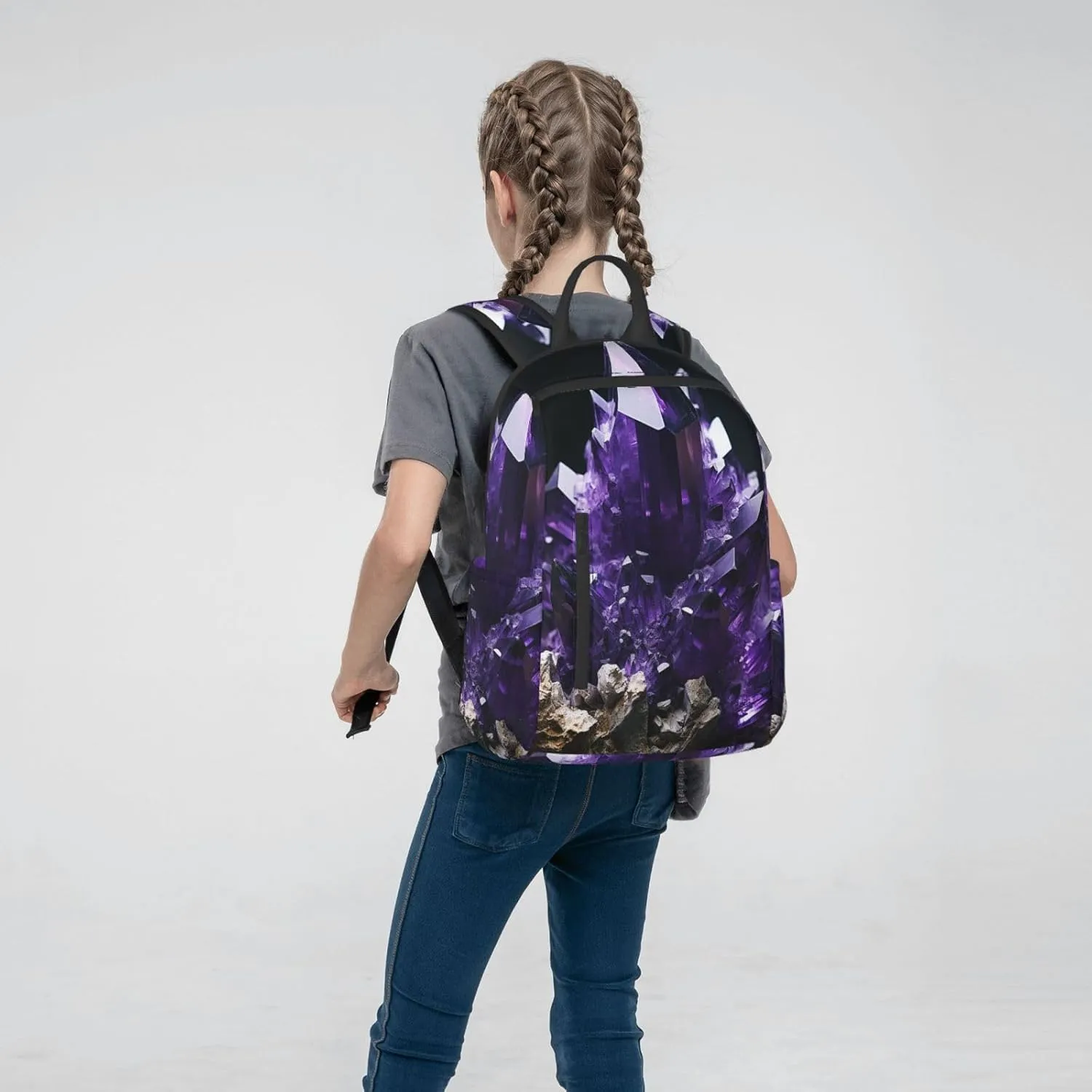 Backpack for Women Men Lightweight Casual Travel Daypack Purple Electricity Laptop Backpack Cute Work Bag, Purple Amethyst, One Size