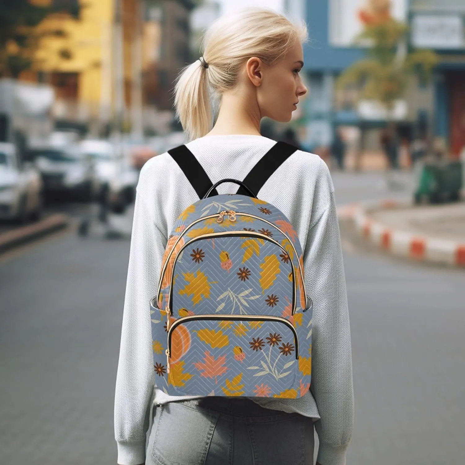 Backpack for Women Shoulder Bag Lightweight Mini Backpack Casual Daypack Back Pack for Travel Work Autumn (Small Pattren 4)