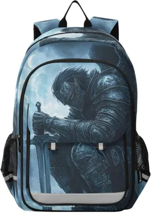 Backpack Sword Archangel Wings for Women Men Travel Laptop Daypack Shoulder Bag Book Bag Daypack with Reflective Strip 12.9” × 17.7”