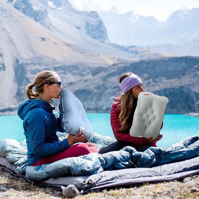 Backpacking Camping Pillow,Ultralight Inflatable Travel Pillow (11.8x16.9in) for Neck Lumbar Support，Ergonomic Lightweight Compact Hiking Blow Up Pillow for Outdoor Beach Airplane Offices