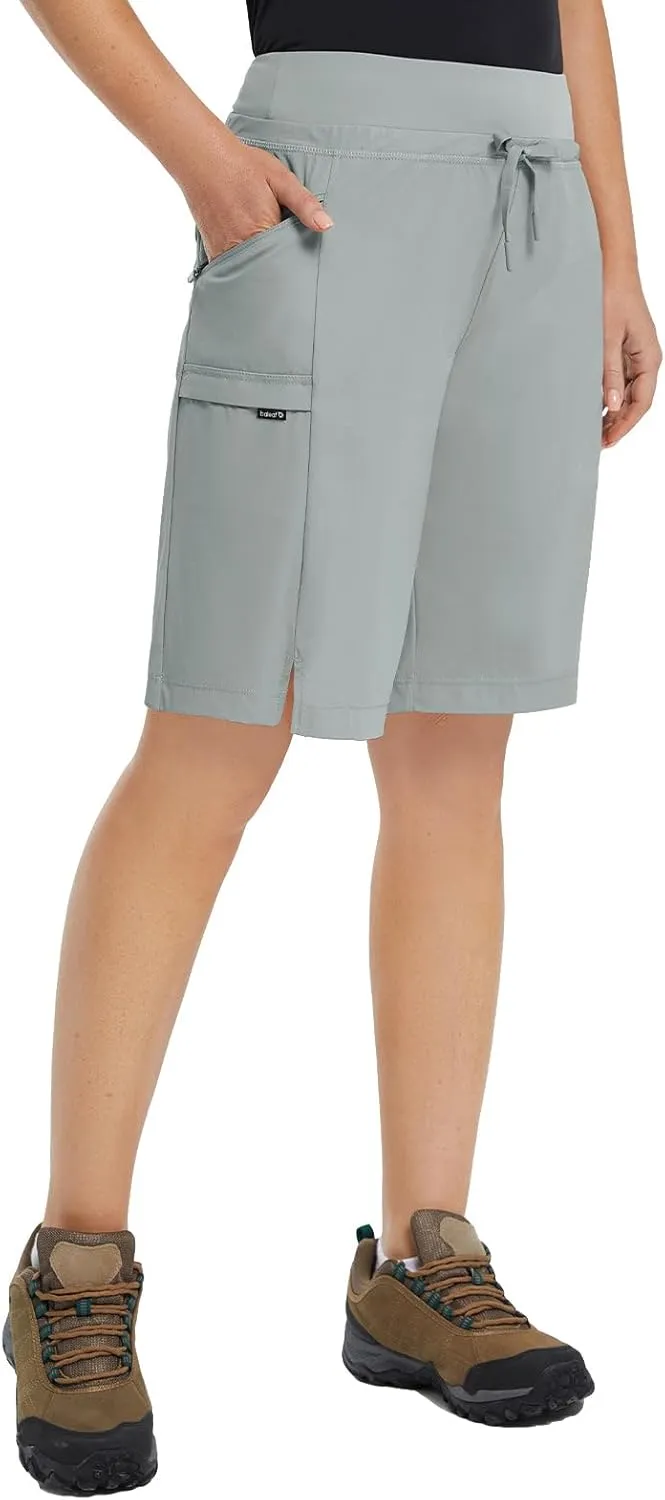 baleaf Women's Hiking Long Shorts 9"/11" Quick Dry Bermuda Cargo for Curvy Lightweight Pockets