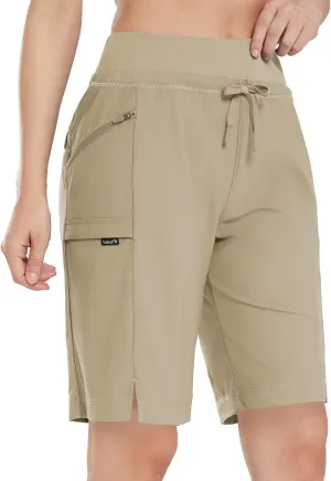 baleaf Women's Hiking Long Shorts 9"/11" Quick Dry Bermuda Cargo for Curvy Lightweight Pockets