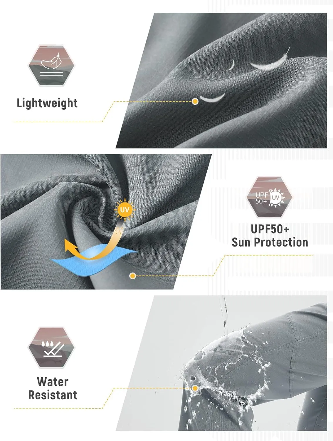 baleaf Women's Hiking Pants Durable Water Resistant Lightweight Quick Dry Zip Pockets UPF50  Travel Clothes