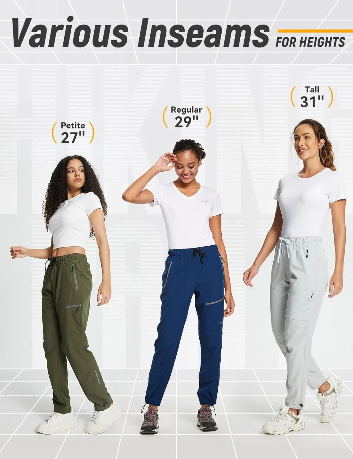 baleaf Women's Hiking Pants Quick Dry Lightweight Water Resistant Elastic Waist Cargo Pants for All Seasons