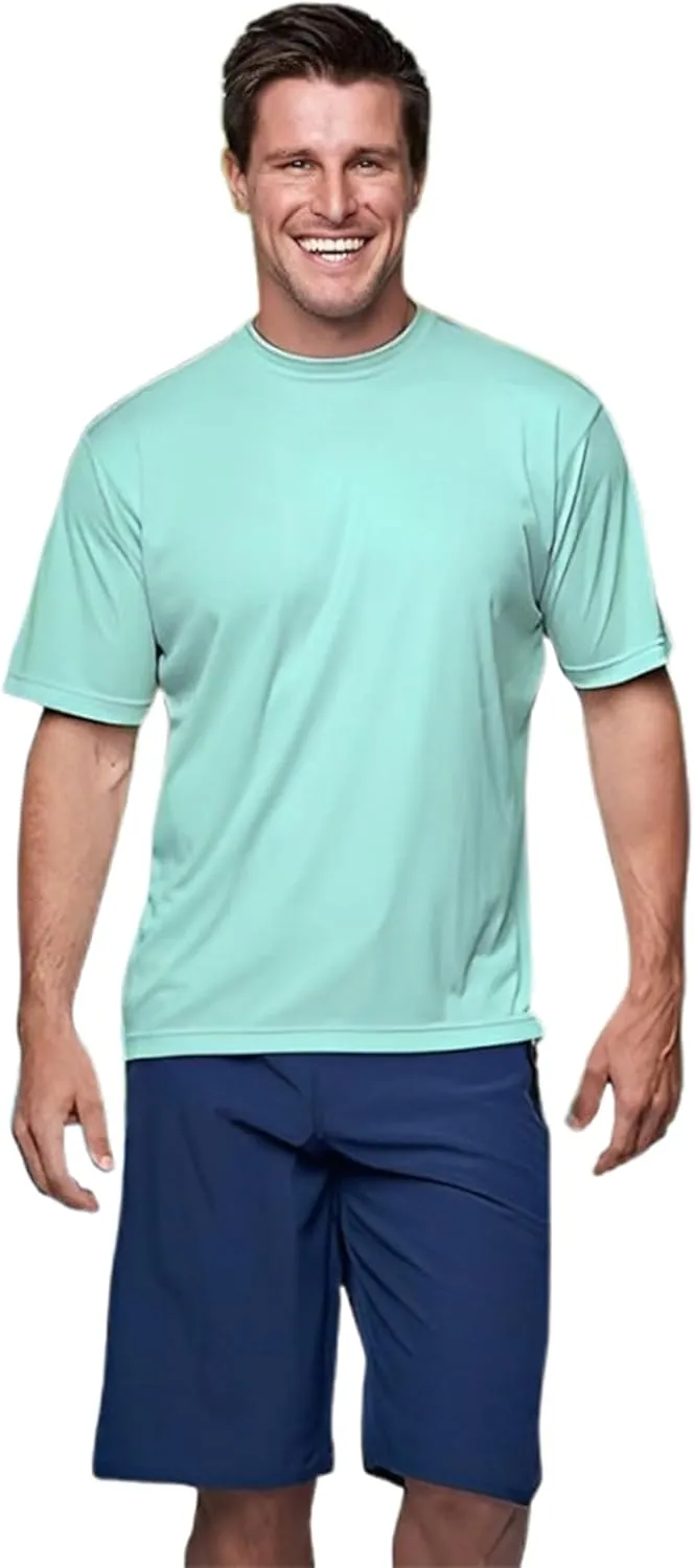 Banana Boat Men Rash Guard Short Sleeve tee Shirt for Men 100% Polyester | Waterproof | UPF 50  | UV Protection | Quick-Dry | Sea Foam Medium