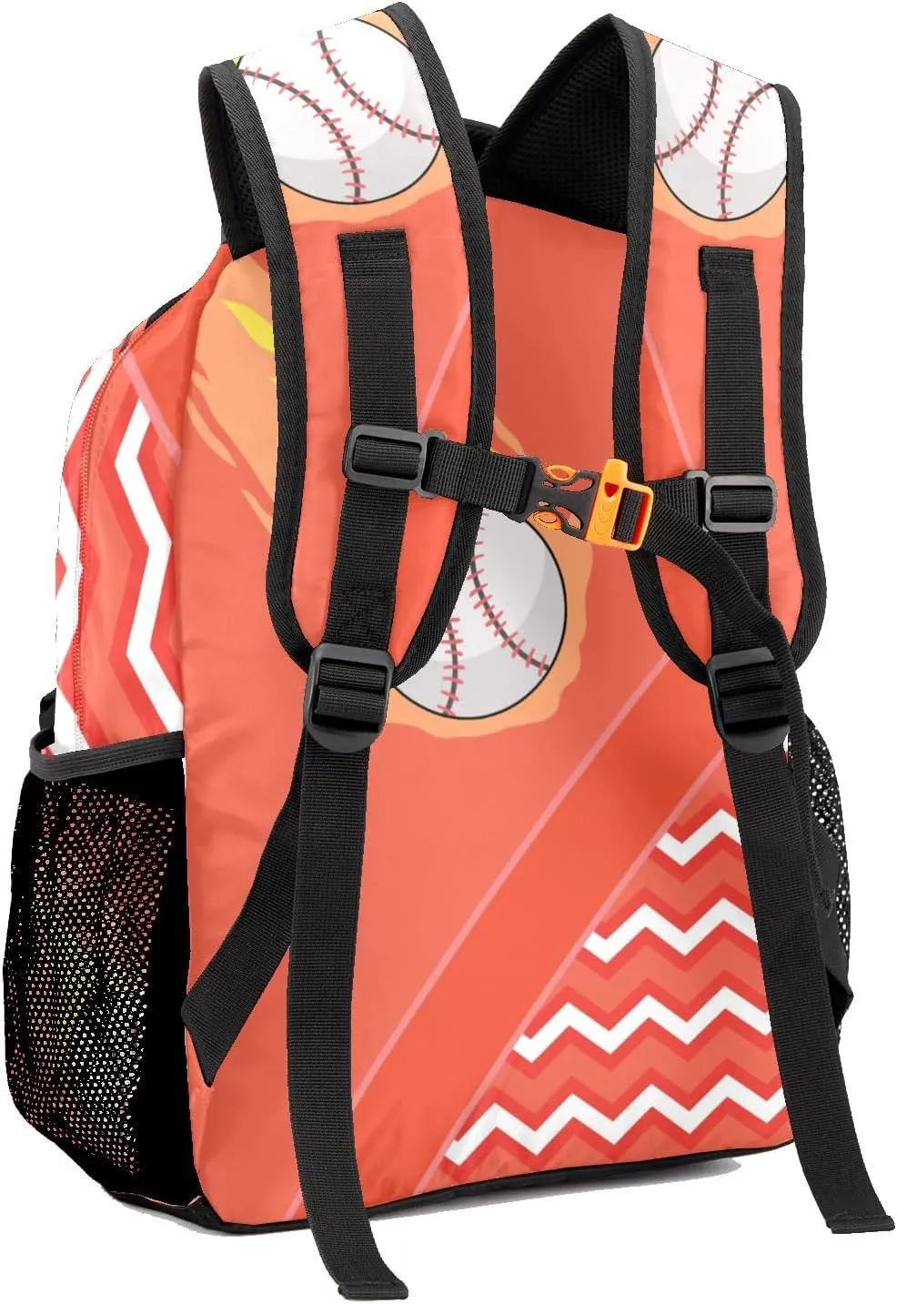 Baseball Fire Cool Excited Orange Personalized School Bookbag with Your Own Name, Customization Casual Bookbags for Student Girls Boys
