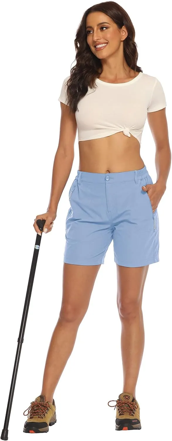 BASUDAM Women's Hiking Shorts Quick Dry Stretch Water Resistant Lightweight Outdoor Zipper Pockets