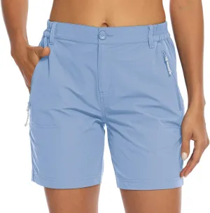 BASUDAM Women's Hiking Shorts Quick Dry Stretch Water Resistant Lightweight Outdoor Zipper Pockets
