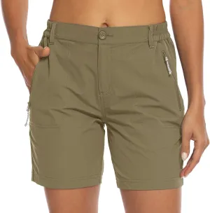BASUDAM Women's Hiking Shorts Quick Dry Stretch Water Resistant Lightweight Outdoor Zipper Pockets