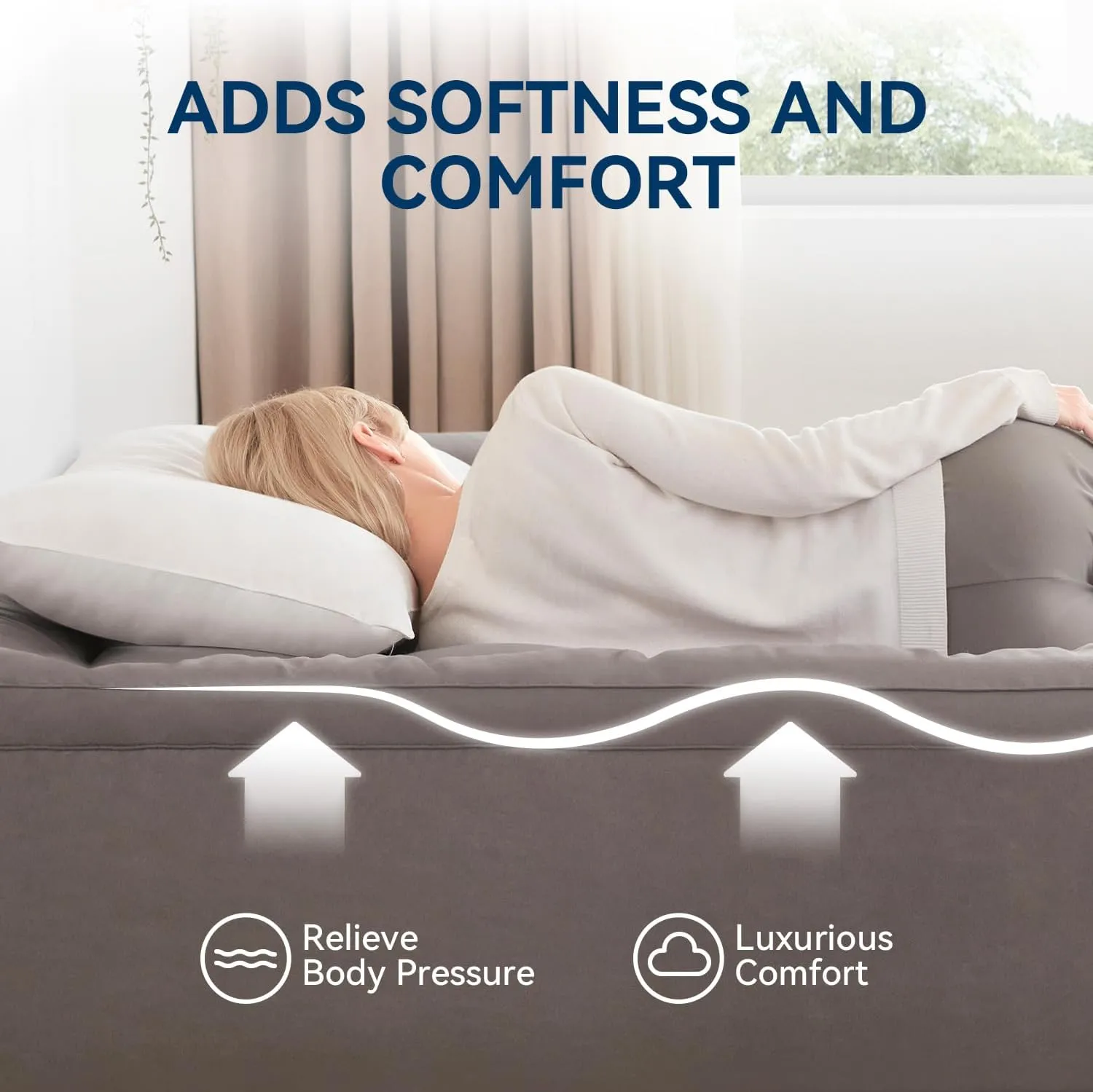 BDEUS Dual Layer 5 Inch Memory Foam Mattress Topper King Size, 2 Inch Gel Memory Foam Plus 3 Inch 1450 GSM Down Alternative Quilted Pillow Top Mattress Pad Cover,Dark Gray