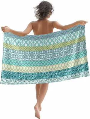 Beach Towel Boho Bath Pool Towels Bohemian Geometric Stripes Blue Green Soft Absorbent Beach Towels Large Quick Dry Lightweight Camping Travel Yoga Gym Swim Towels for Adult Kids 35x70 Inch