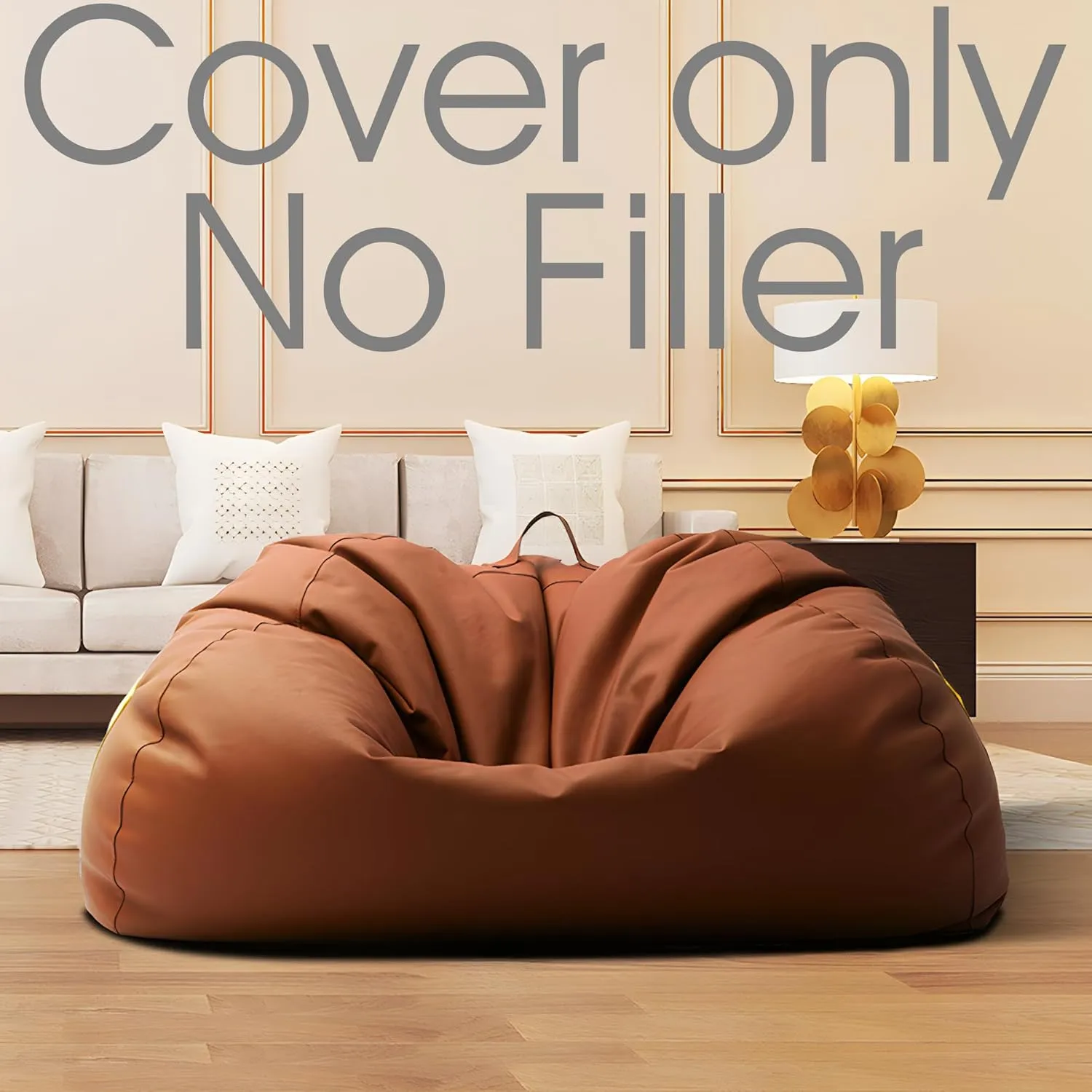 Bean Bag Chair Cover (No Filler) Large Home Furniture Light Luxury Pu Faux Leather Waterproof Bean Bag Cover for Adults Big Lazy Sofa WOWO Chair