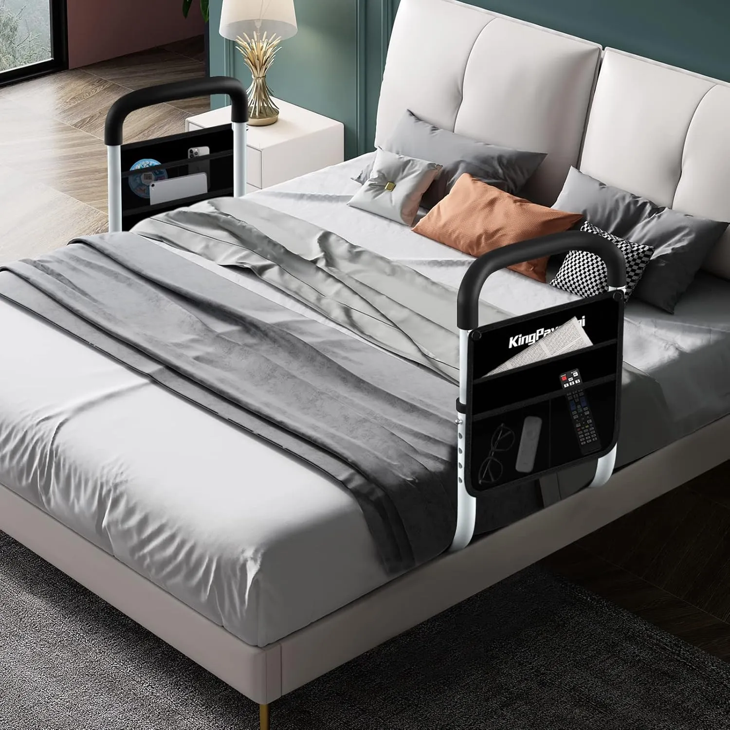 Bed Rail - Bed Rails for Elderly Adults - Medical Bed Support Bar Mobility Assistant with Free Storage Bag and Fixing Strap, Fit King, Queen, Full, Twin, Medium