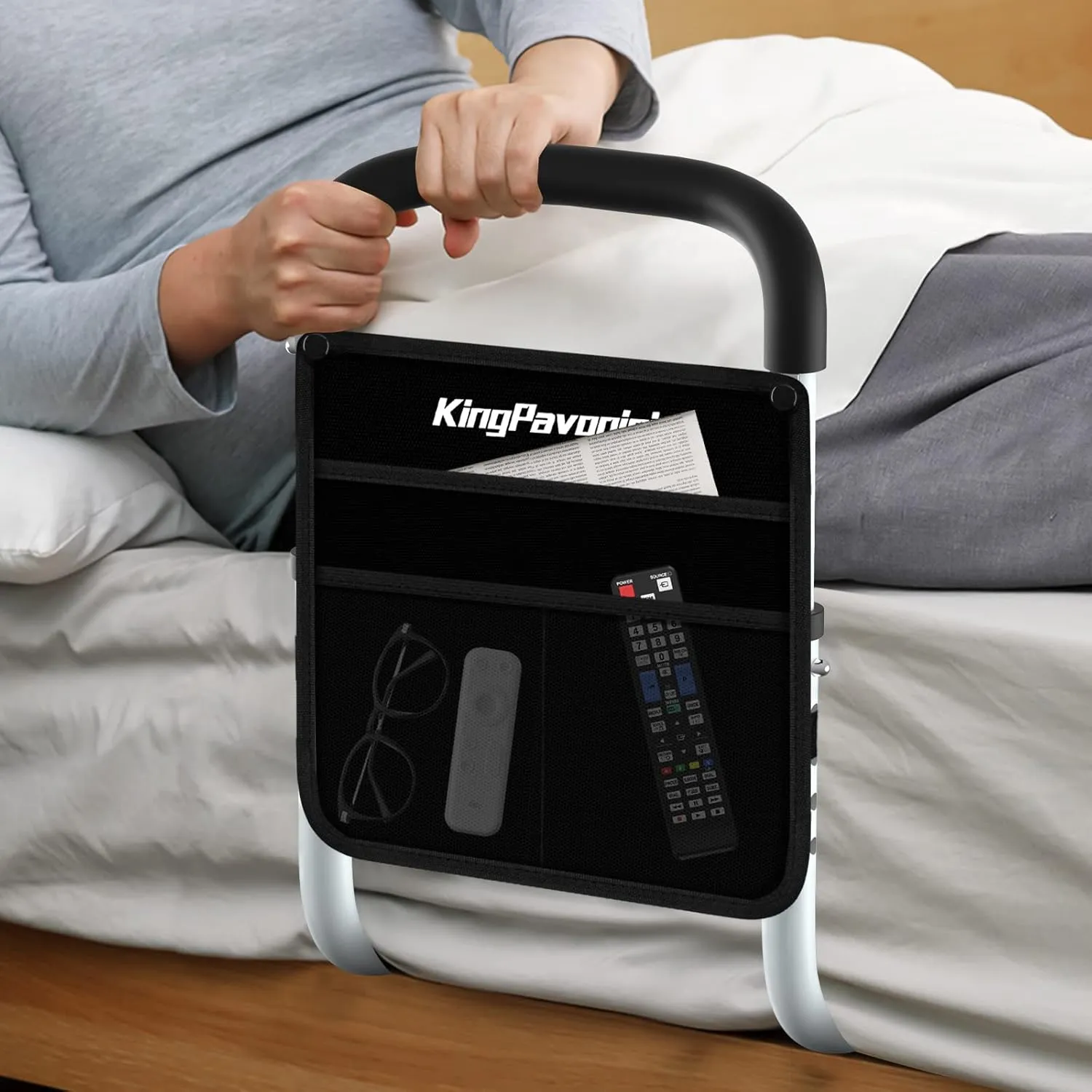 Bed Rail - Bed Rails for Elderly Adults - Medical Bed Support Bar Mobility Assistant with Free Storage Bag and Fixing Strap, Fit King, Queen, Full, Twin, Medium