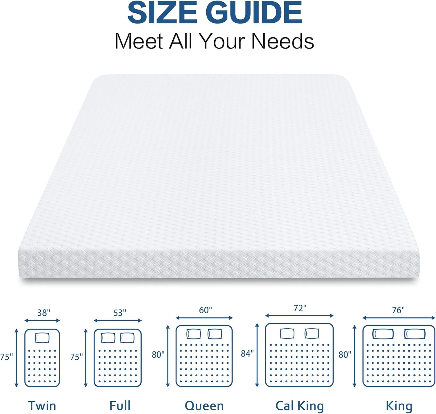 BEDHOURS 3 Inch Gel Memory Foam Mattress Topper King Size, Ventilated Mattress Pad for Pressure Relief, Cooling Soft Bed Topper with Removable Cover (White, King)