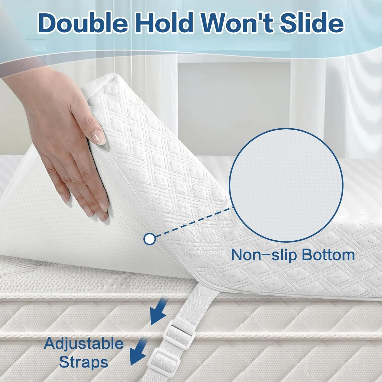 BEDHOURS 3 Inch Gel Memory Foam Mattress Topper King Size, Ventilated Mattress Pad for Pressure Relief, Cooling Soft Bed Topper with Removable Cover (White, King)