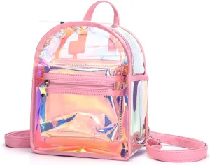 BESPORTBLE Dazzling Transparent Backpack for Creative Casual Travel Bag with Practical Storage for Lightweight and Adorable Design for Outdoor Adventures and Daily Use Pink