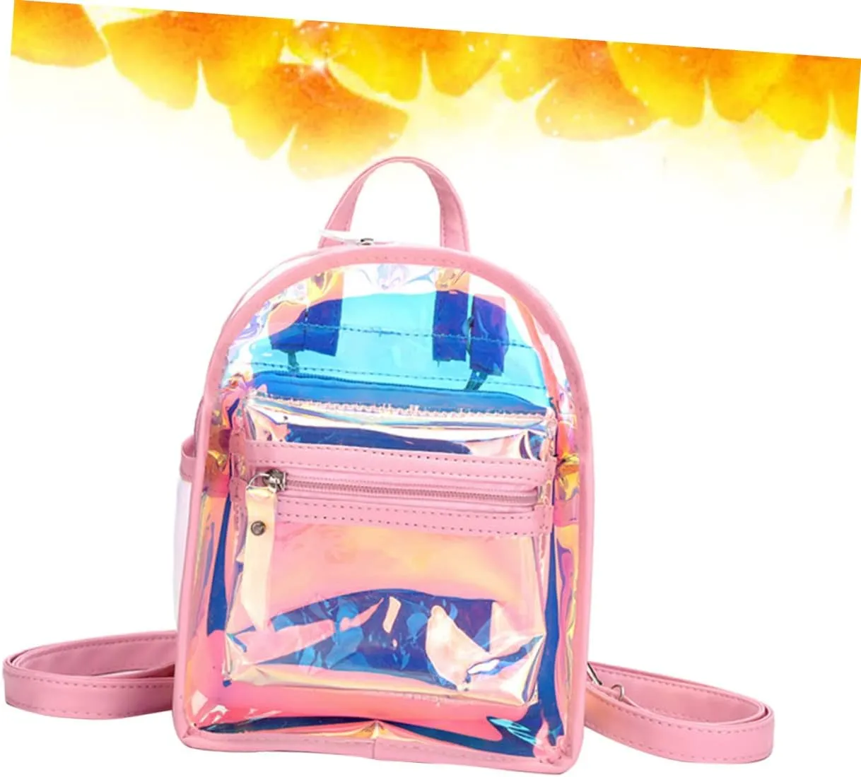 BESPORTBLE Dazzling Transparent Backpack for Creative Casual Travel Bag with Practical Storage for Lightweight and Adorable Design for Outdoor Adventures and Daily Use Pink