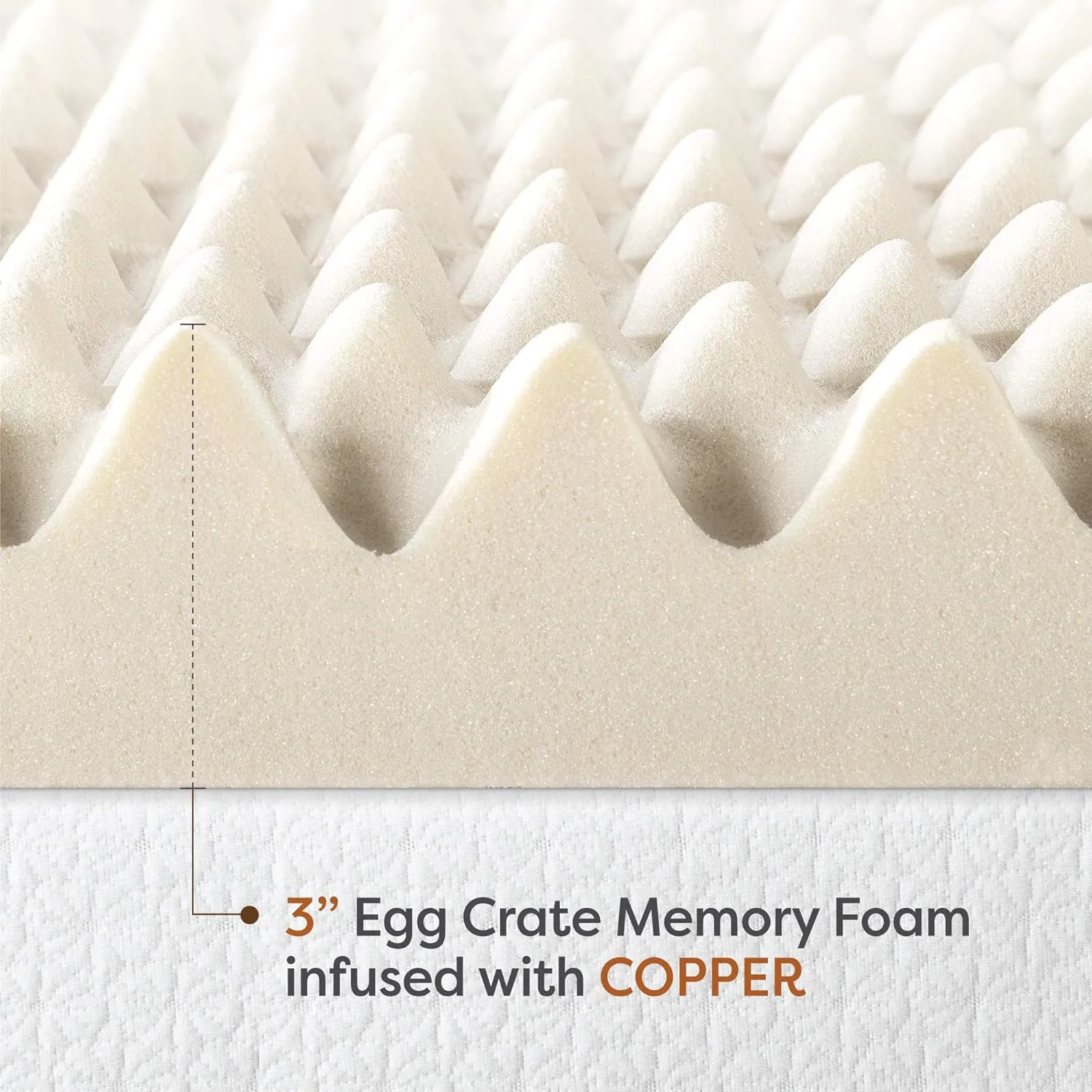 Best Price Mattress 3 Inch Egg Crate Memory Foam Mattress Topper with Copper Infusion, CertiPUR-US Certified, Twin, Beige, 3" Fresh COPPER INFUSION