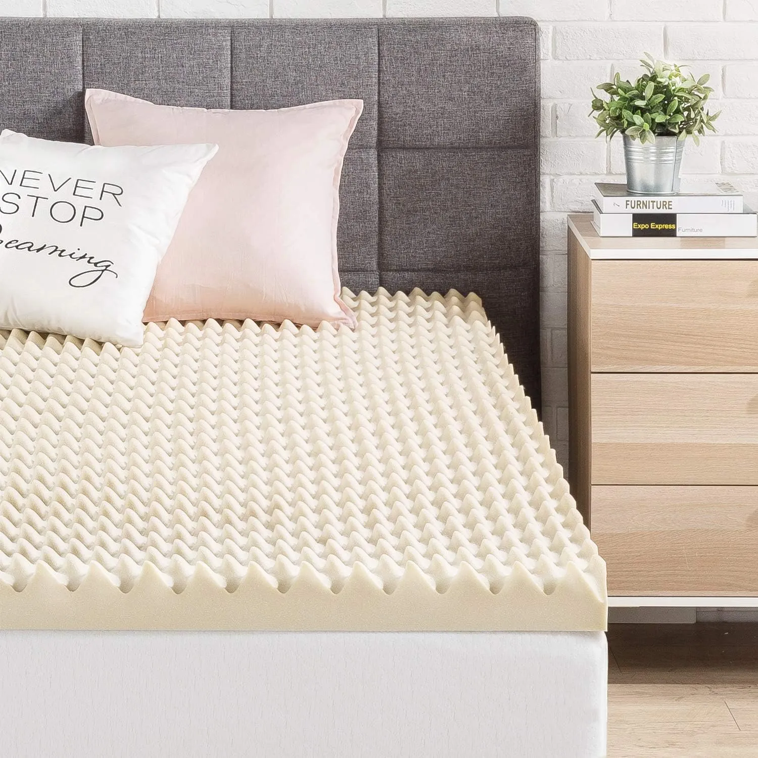 Best Price Mattress 3 Inch Egg Crate Memory Foam Mattress Topper with Copper Infusion, CertiPUR-US Certified, Twin, Beige, 3" Fresh COPPER INFUSION
