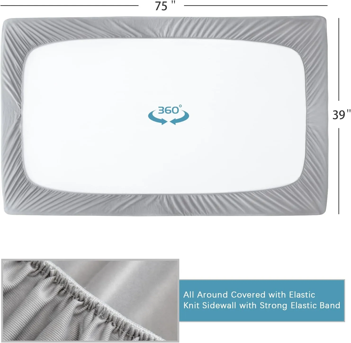 Biloban Twin Fitted Sheet 2 Pack, Twin Bedding Fitted Sheets Only with Deep Pocket up to 14", Bottom Sheet, Shrinkage & Stain Resistant Bed Sheets, Wrinkle Free & Easy Care, Grey