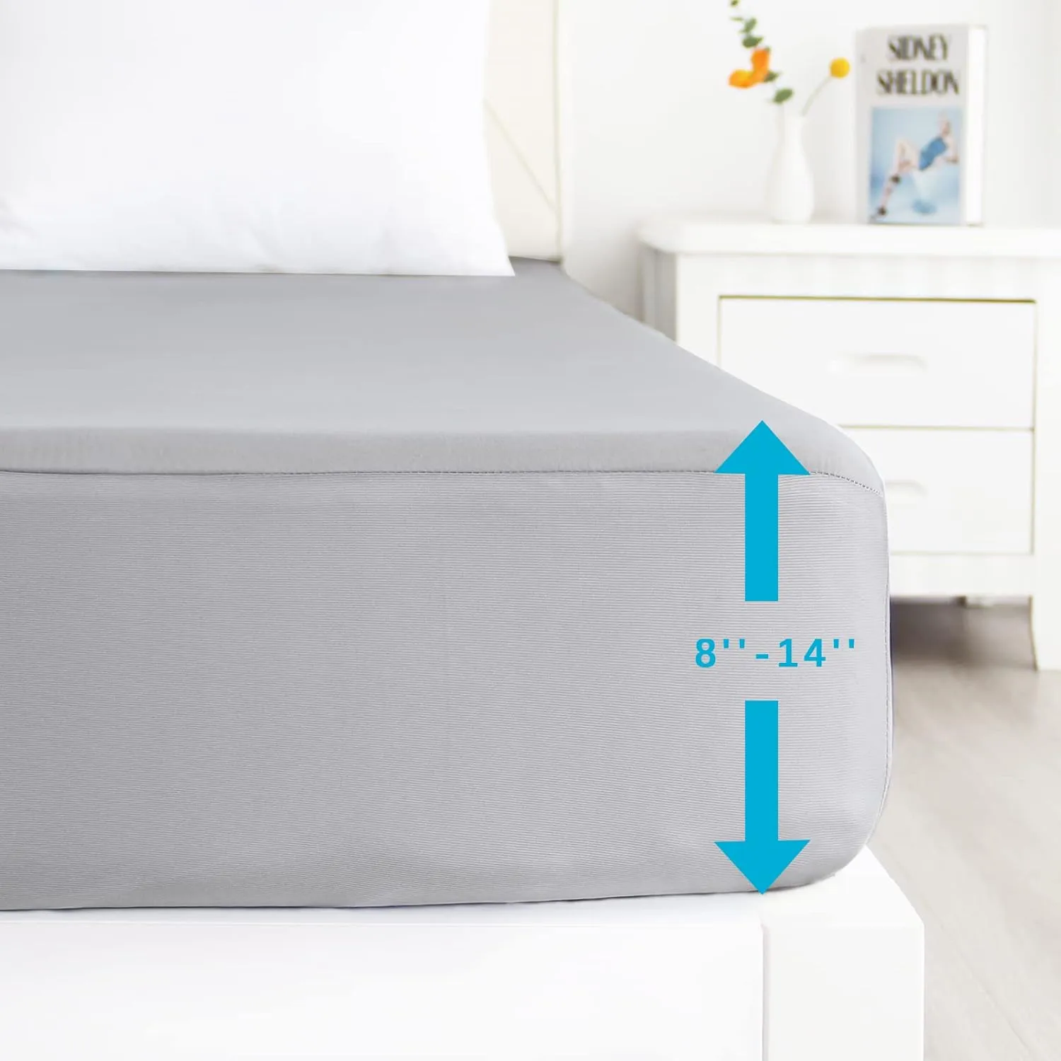 Biloban Twin Fitted Sheet 2 Pack, Twin Bedding Fitted Sheets Only with Deep Pocket up to 14", Bottom Sheet, Shrinkage & Stain Resistant Bed Sheets, Wrinkle Free & Easy Care, Grey