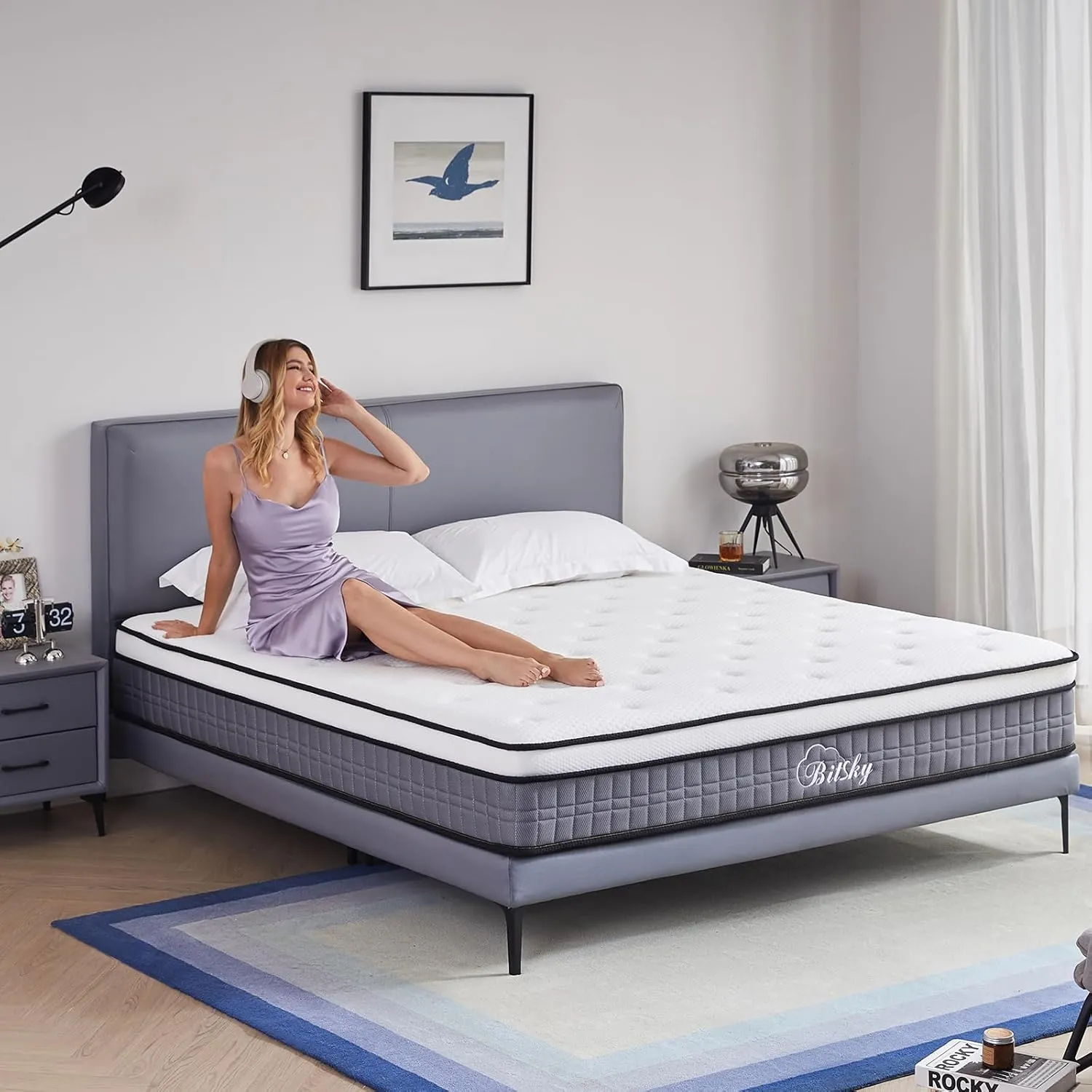 Bitsky Full Size Mattress, 12 inches Gel Memory Foam Hybrid Mattress in a Box, Pocket Springs, Medium Firm, Pressure Relief & Motion Isolation, 365 Nights Trial, CertiPUR US Certified