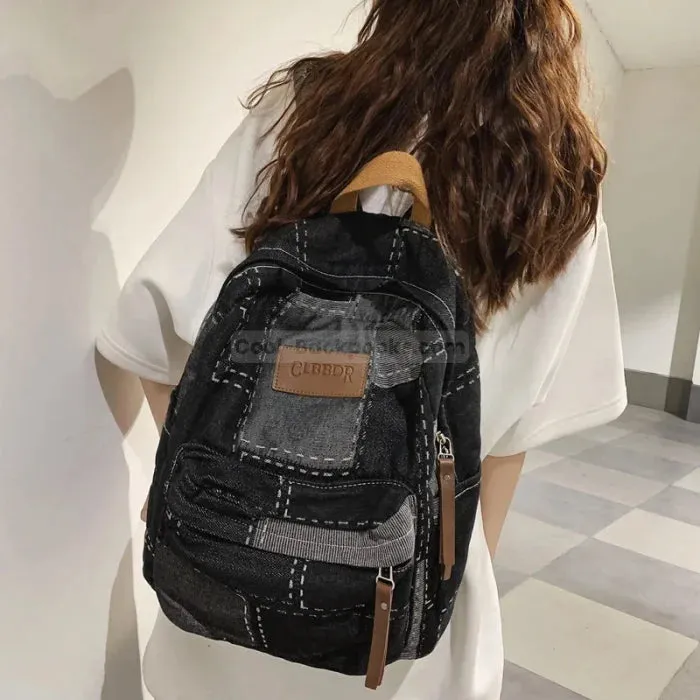 Black Denim Backpack