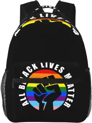 Black Lives Matter Fist Hand Symbol Backpack Lightweight Laptop Backpack Casual Daypack Travel Double Shoulder Bag For Women Men
