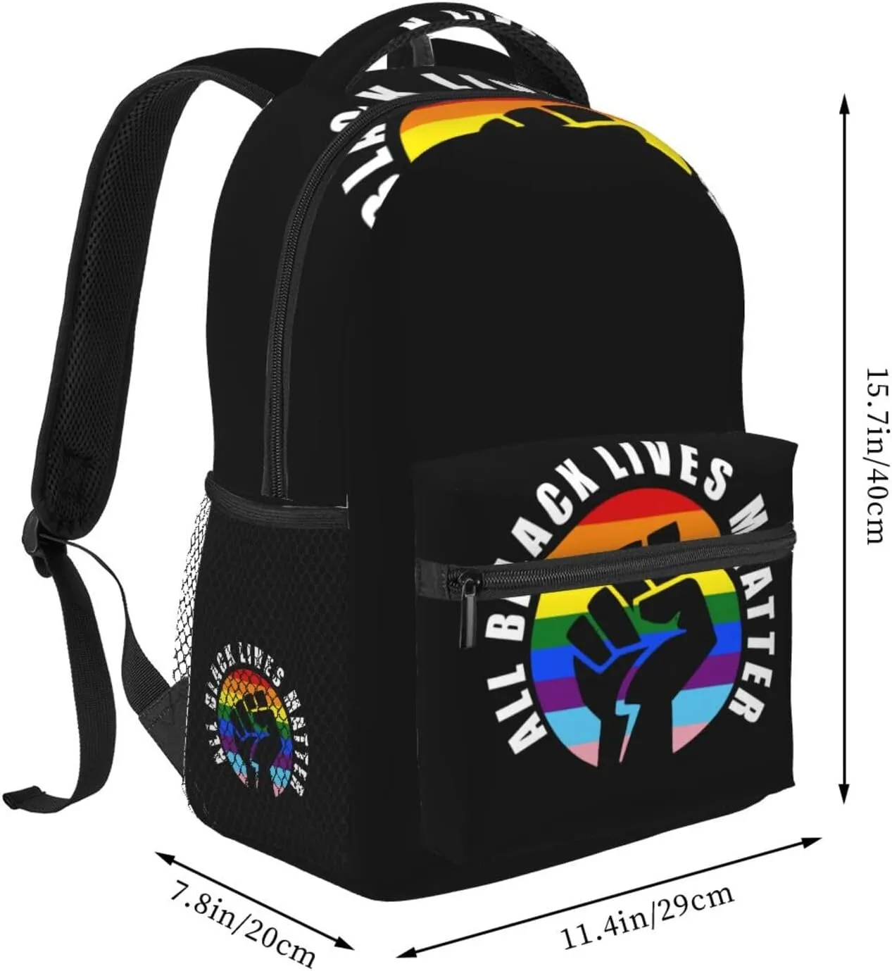 Black Lives Matter Fist Hand Symbol Backpack Lightweight Laptop Backpack Casual Daypack Travel Double Shoulder Bag For Women Men