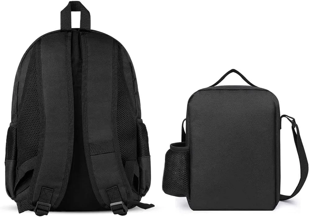 Black White And Grey Leopard Print Lightweight Pocket Backpack Crossbody Lunch Bag Set Unisex