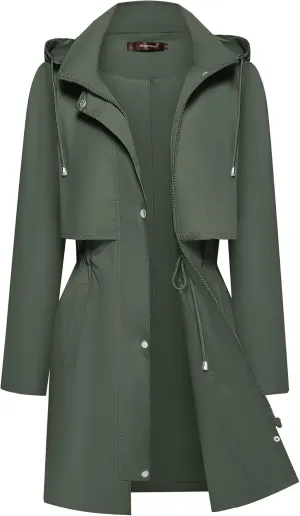 Bloggerlove Rain Jacket for Women Waterproof with Hood Trech Coat for Women Lightweight Raincoats Packable Windbreaker